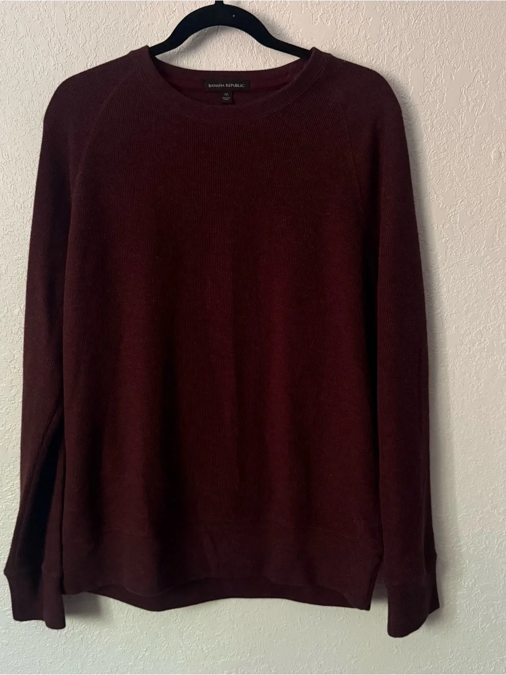Banana Republic Men's Maroon Crewneck Sweater Cotton Blend